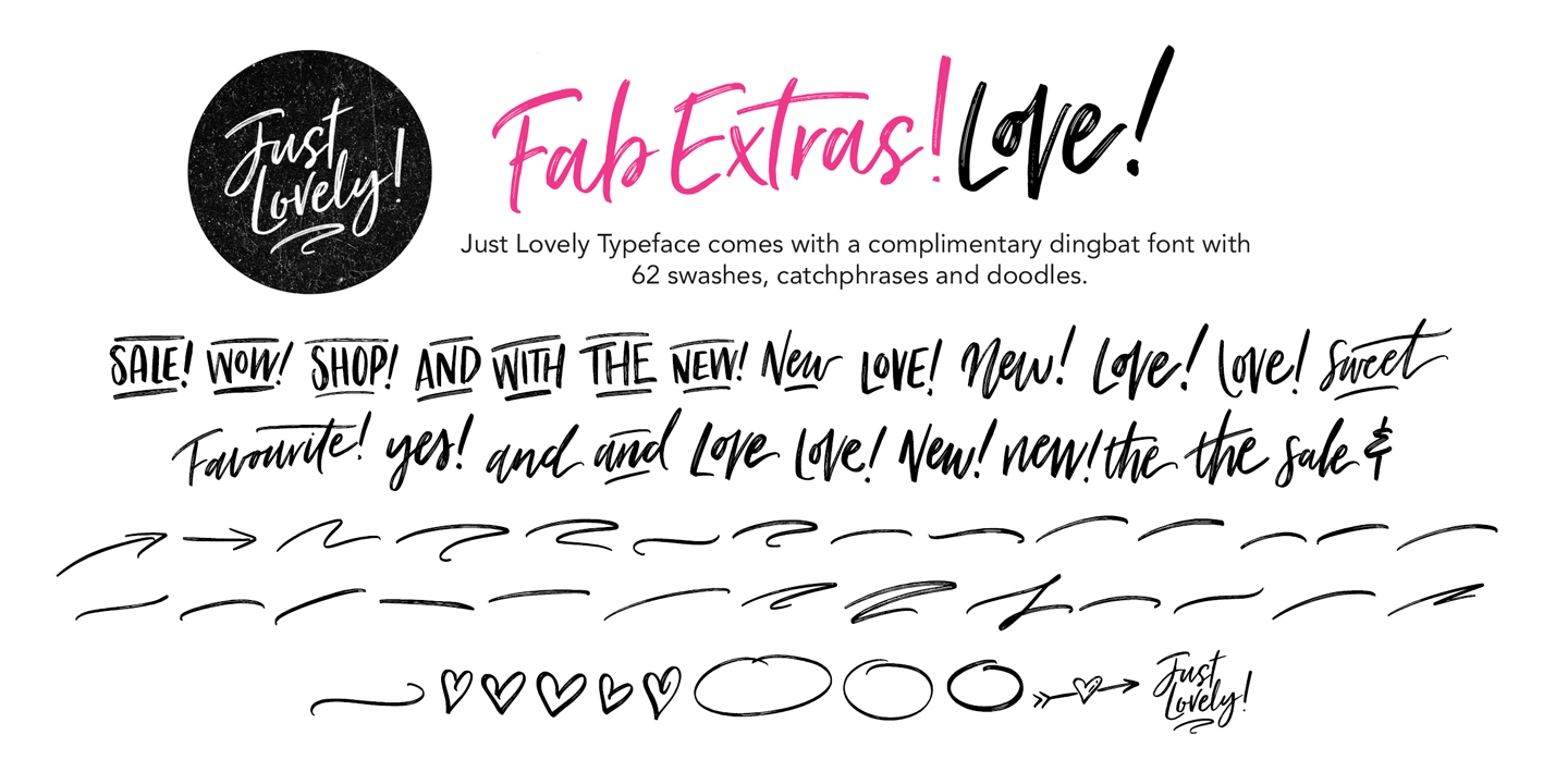Just Lovely Extras Font preview